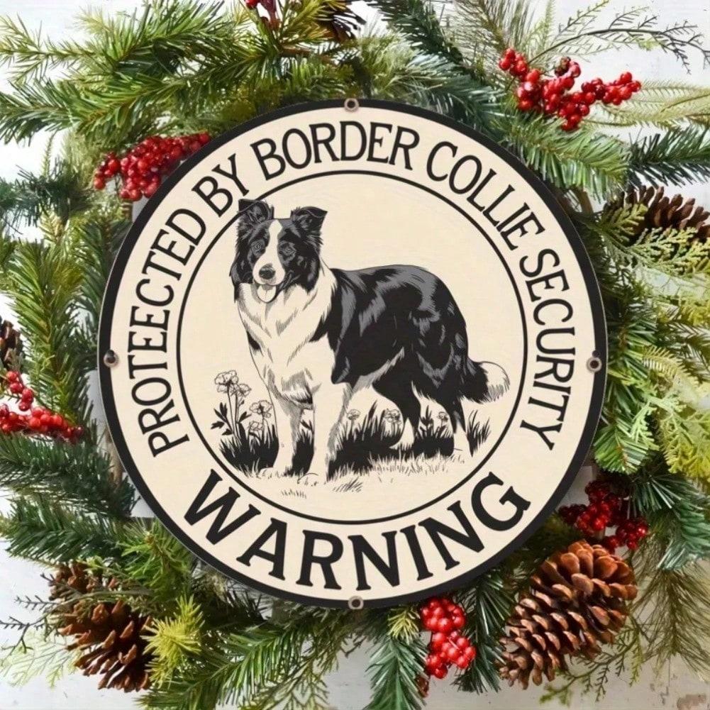 2D Колли Охранник Плоское Металлическое Настенное Искусство Безопасности Декор для Дома Офиса Сада 20x20