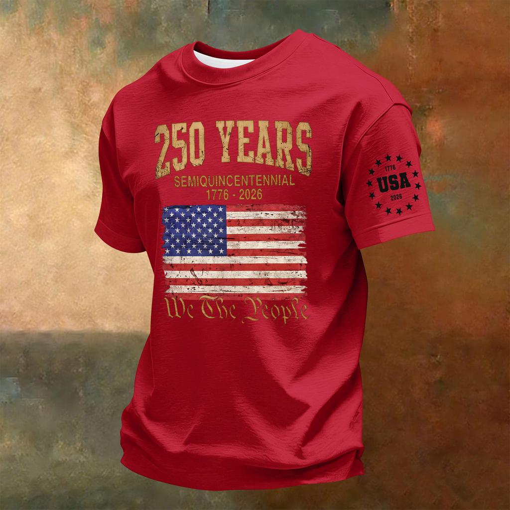 Men's Short Sleeve Crew Neck T-Shirt 250th Anniversary Independence Day Print Casual Comfortable Fit Summer Wear