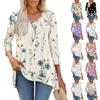 Dámské topy s výstřihem do V a 3/4 rukávem, ležérní košile střední délky, módní tuniky s potiskem
