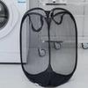 Folding Dirty Laundry Sorting Basket Washing Frame Bathroom Cloth Mesh Storage Bag Frame Bucket Laundry Organizers Storage Pouch