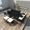 Day and Night - Day and Night 9-piece Garden Dining Set and Black Synthetic Rattan Cushions