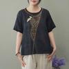 Cotton T-shirt Spring Summer Women Light Round Neck Embroidered Shirt Loose Versatile Tops