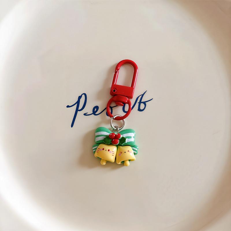 Cute Christmas Keychain Cartoon Santa Claus Snowman Kitten Pendant Key Ring Backpack Decoration Accessories  Year Gift