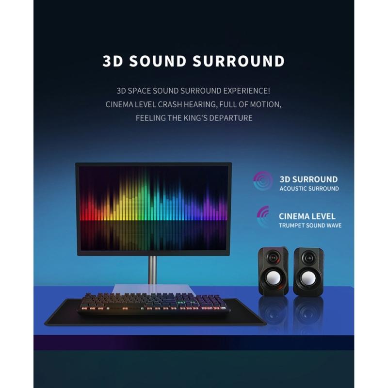 USB Wireds Speaker Stereo Subwoofer Sound Box 3.5mm Input USB Power Computer Speaker for Desktop PC