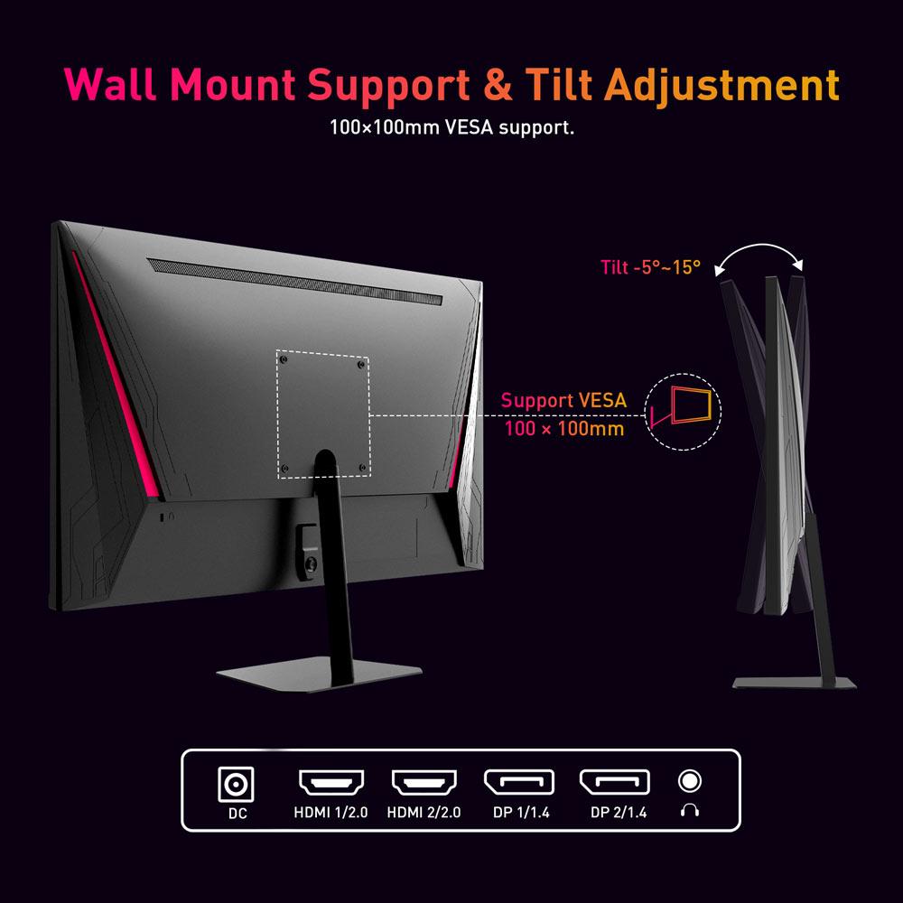 Refurbished:  KTC Q24T09 Gaming Monitor, 24-inch 2560*1440 16:9 Fast IPS Screen, 180Hz Refresh Rate, FreeSync & G-Sync, 126% sRGB