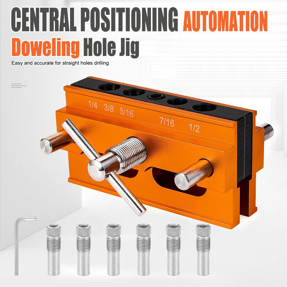 Vertical Center Puncher Pocket Hole Jig Drill Guide Woodworking Tools Central Positioning Automation Doweling Hole Jig