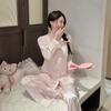 Princess Wind Ice Silk Pajamas Women's Long-sleeved Two-piece Suit Summer Ins Sweet Loungewear 1011 Spring and Autumn New Models