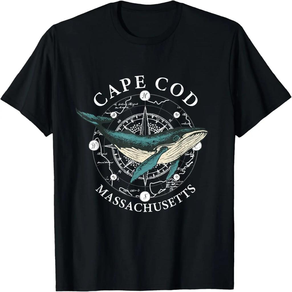 Cape Cod Massachusetts Humpback Whale Vintage Wind Rose T-Shirt