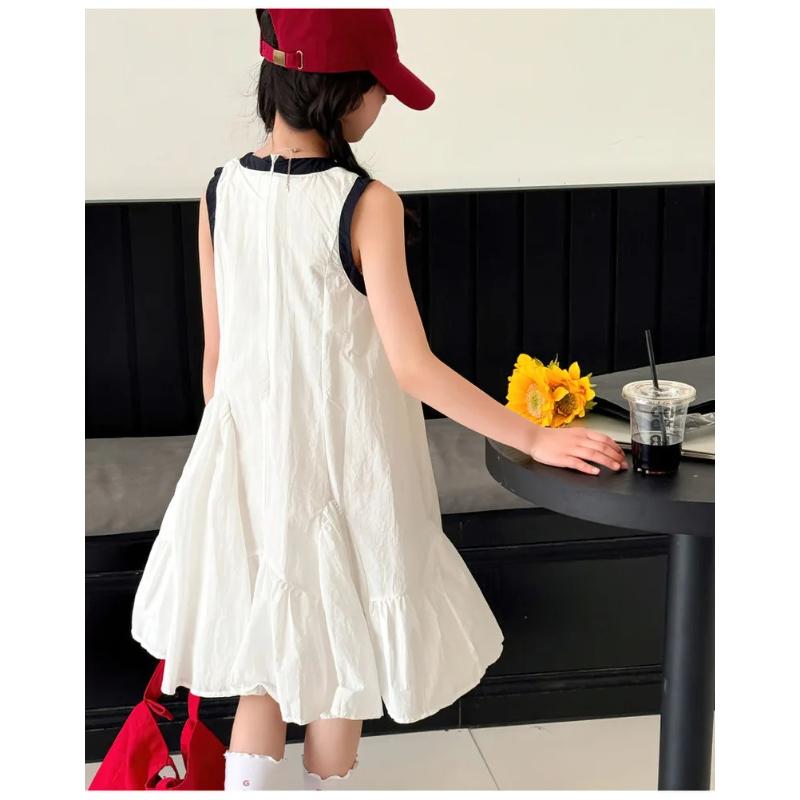 Summer Girls Princess Dress Kids Sleeveless Dress with Ruffles Design Dresses for Teen Child Casual Vacation Beach Dress