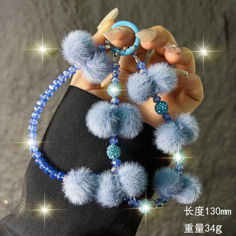 New Furry Crystal Rhinestone Phone Chain for Women, Wrist Hanging Decoration, Autumn and Winter Plush Phone Chain, Short Style Wholesale