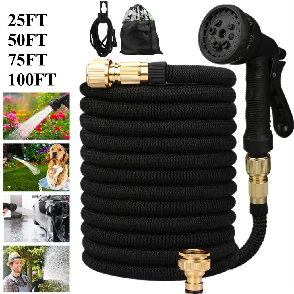 25/50/75/100ft Portable Garden Hose Water Gun For Cleaning Car Wash Machine Watering Sprinkler Durable Water Gun with Water Hose