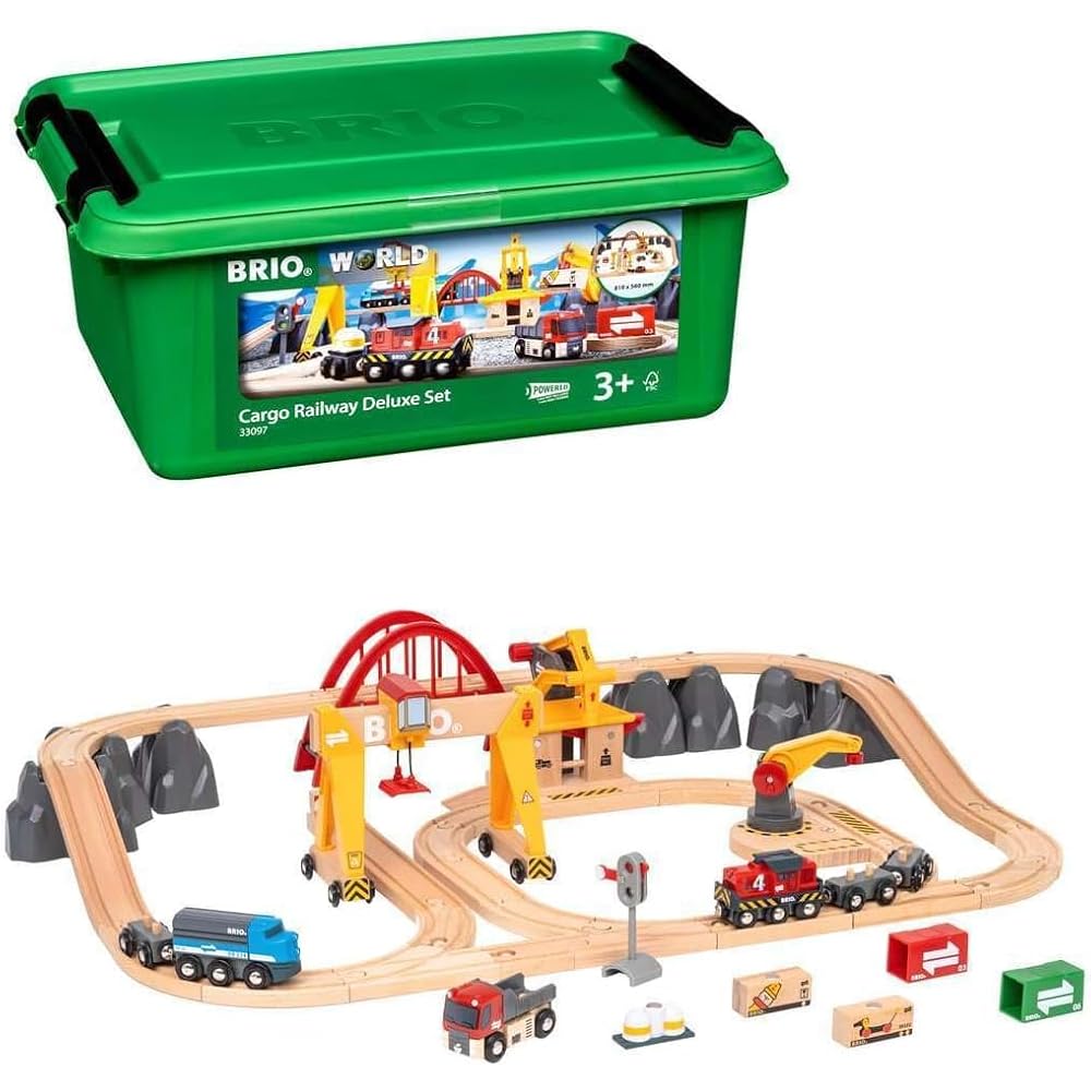 Brio Cargo Rail Deluxe Set 54 Pieces Wooden Toy Train Track Age 3+