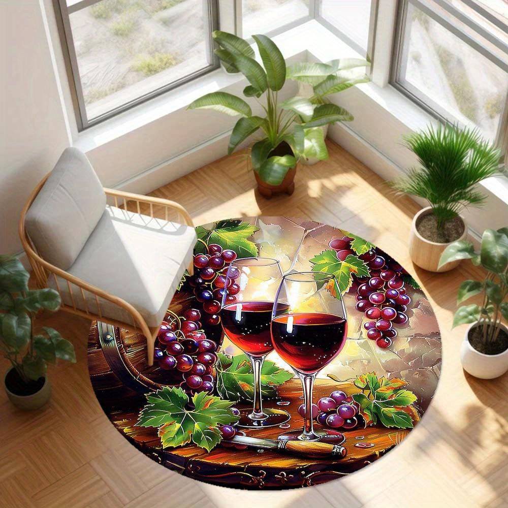 1 Piece Grape Wine Office Chair Mat Round Rug Suitable For Living Room Bedroom And Kitchen Home Decoration Room Decoration Gift For Friends And Family