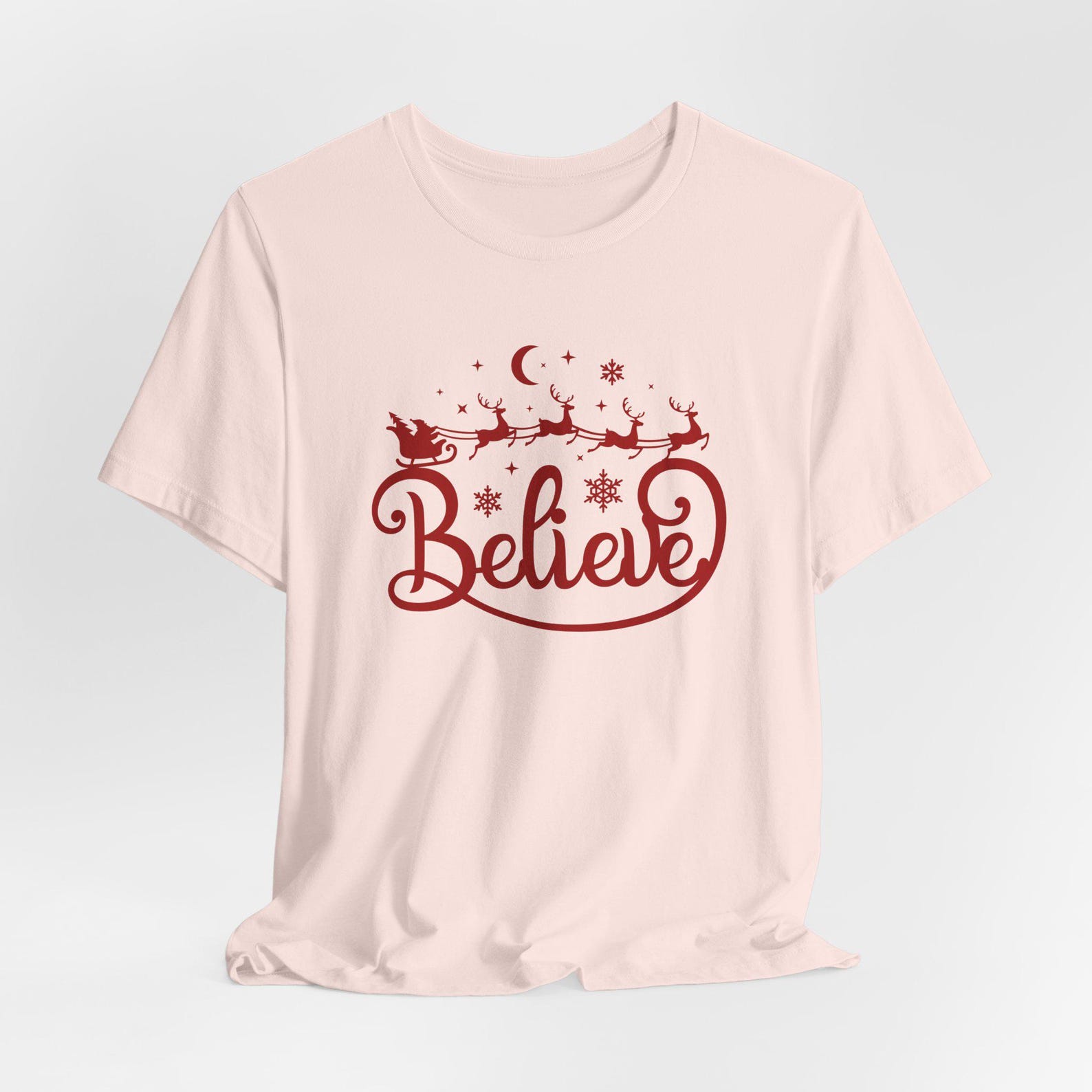Believe Christmas Santa Tee | Holiday Believer Soft T-Shirt L