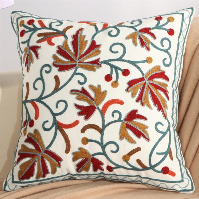 Embroidery Pillow Cover 45x45cm Farmhouse Cushion Cases for Couch Sofa Bed Decorations Embroidered Throw Pillows Cases