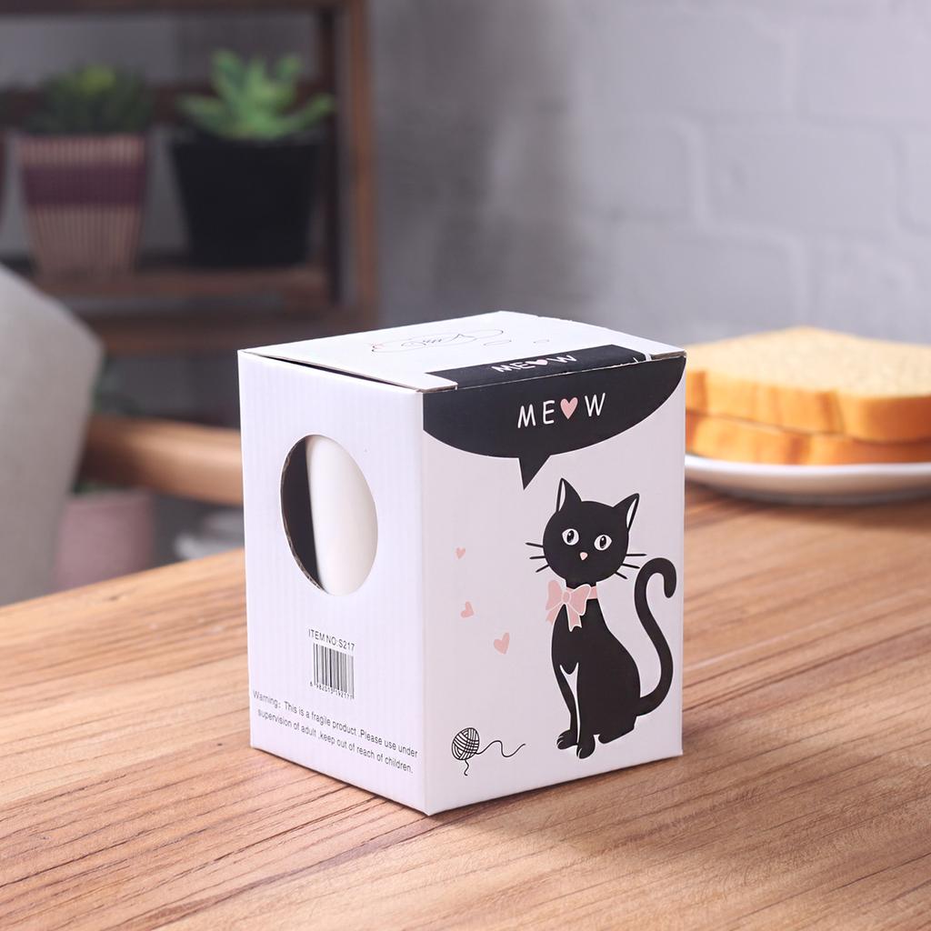 Personalized Cartoon Cat White Porcelain Handle I Ceramic Cup with Lid Office Coffee Cup Creative Student Milk Drinking Water Cup