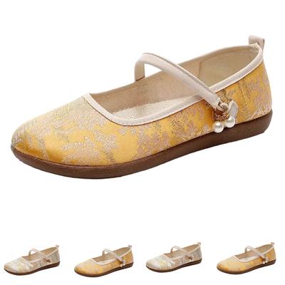 Women Flat Mary Jane Shoes Summer Traditional Style Comfortable Slip-On Casual Loafers with Adjustable Strap Suitable for Daily Wear