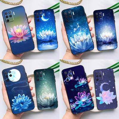 Coque à fleurs bleues et blanches, étui pour OPPO A94 A74 A54 A53S A53 A31 A5 A9 2020 A52 A72 A83 A91 A93 A1K A15 A16