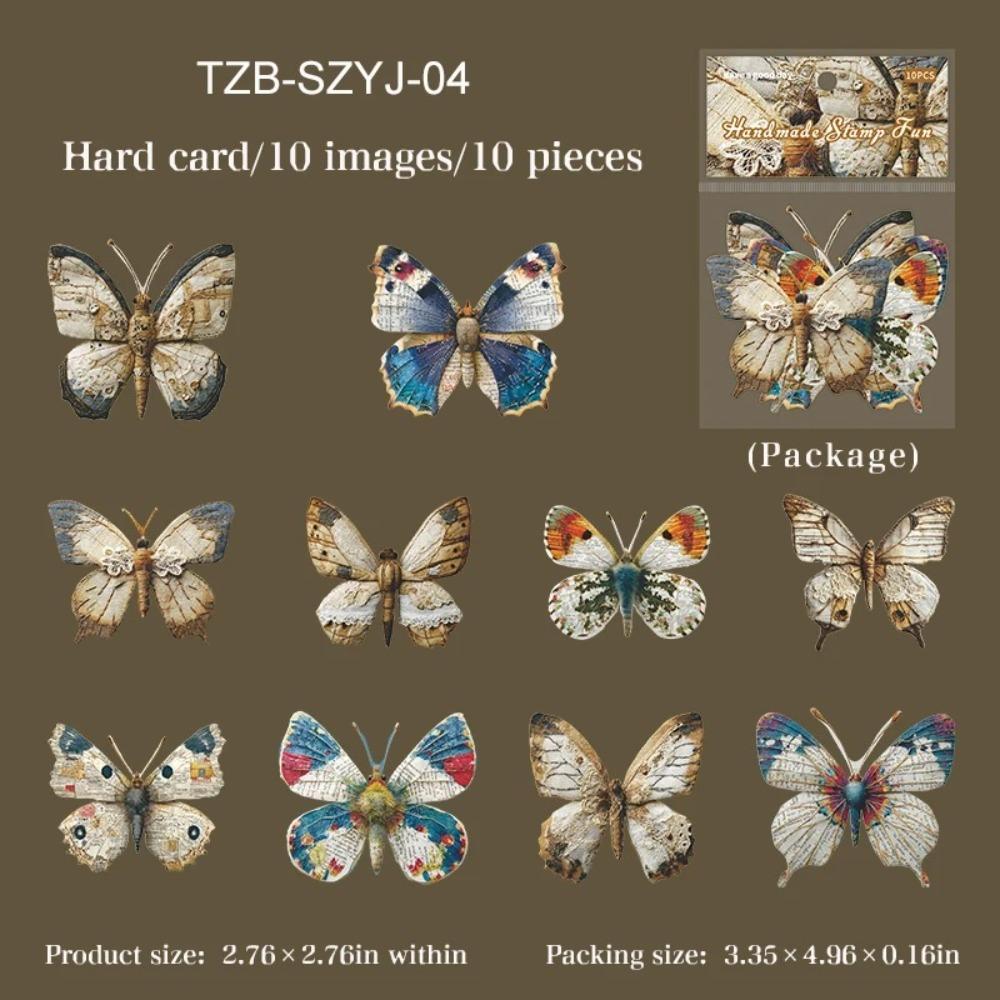Ручная работа Жесткая карта Ручная работа Штамп Наклейка Листья Птица Бабочка DIY Материал для дневника Винтажный стиль Креативная наклейка Канцелярские товары