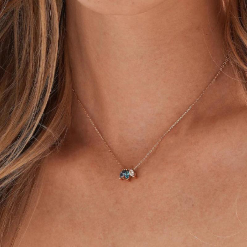 

Fashion luxurious high-end inlaid horse eye diamonds colorful flower pendant simple and trendy collar chain jewelry gift 45cm