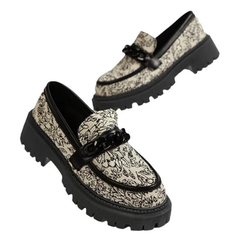 Spring Autumn New Fashion Embroider Loafers Ladies Platform Flats Dress Elegant Shoes Women Walking Comfort Retro Single Shoes
