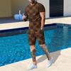 Plus Size Men's Summer Suit Round Neck Short Sleeved Shorts 3D Printed Loose Men's Casual Sports Set