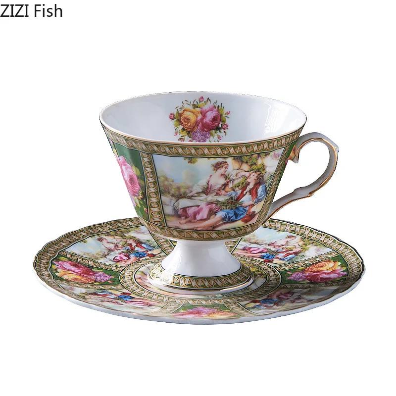 BRCeramic Black Tea Mug Saucer Retro Afternoon Tea Coffee Cup Saucer Sets Couple Cup Set Home Creative Drinkware Mug New Home GiftEY