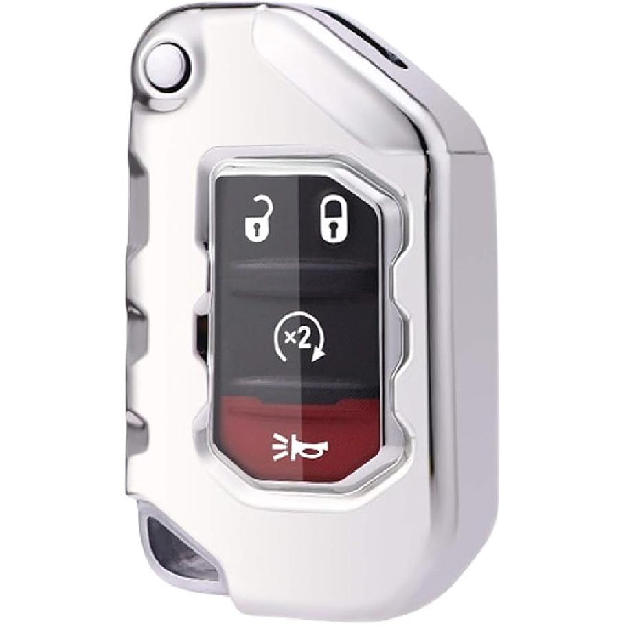 Key Fob Cover For Jeep Full Protection Soft TPU Flip Key Case Holder Compatible With 2018  Jeep Wrangler JL JLU Rubicon   Jeep Gladiator JT Sahara