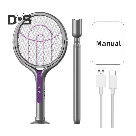 

Электрическая мухобойка для борьбы с комарами, складная конструкция, 3500 В, мощный удар, перезаряжаемая батарея, зарядка через USB Type-C, сетчатая мухобойка для борьбы с насекомыми фиолетовый