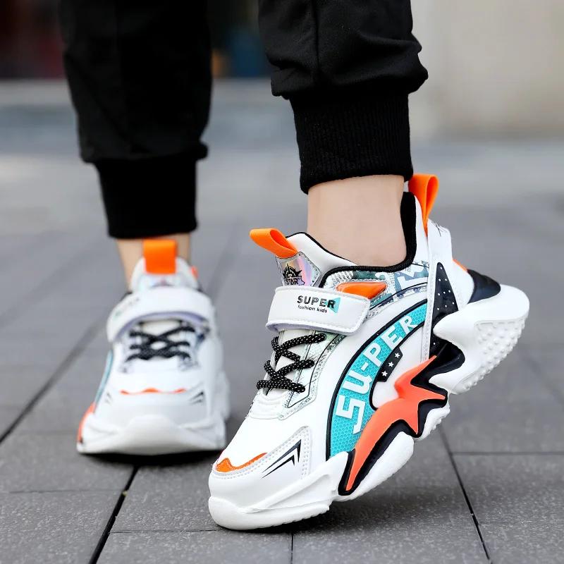 Sport Kids Leather Sneakers Four Season Boys Casual Shoes Non Slip Children Fashion School Walking Running Shoes Size 28-39