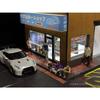 1/64 Scale Diorama Car Garage Model with City Background, Parking Lot, LED Lighting, Landscape Model Toy