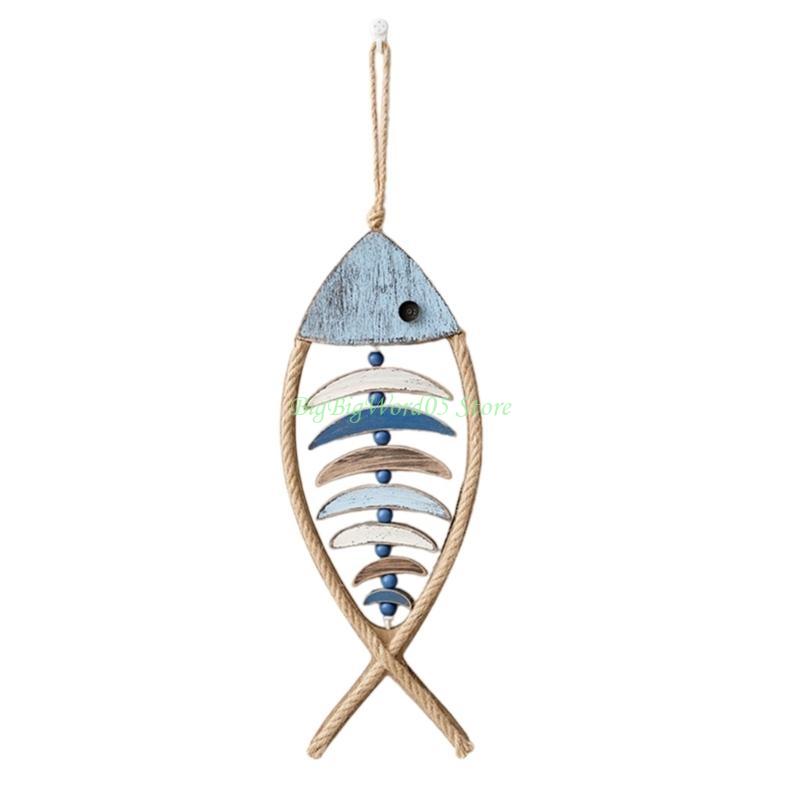 24TE Mediterranean Fish Wall Hanging Ornament Handcarved Sculpture for Livingrooms Bedroom Farmhouses Home Decorations