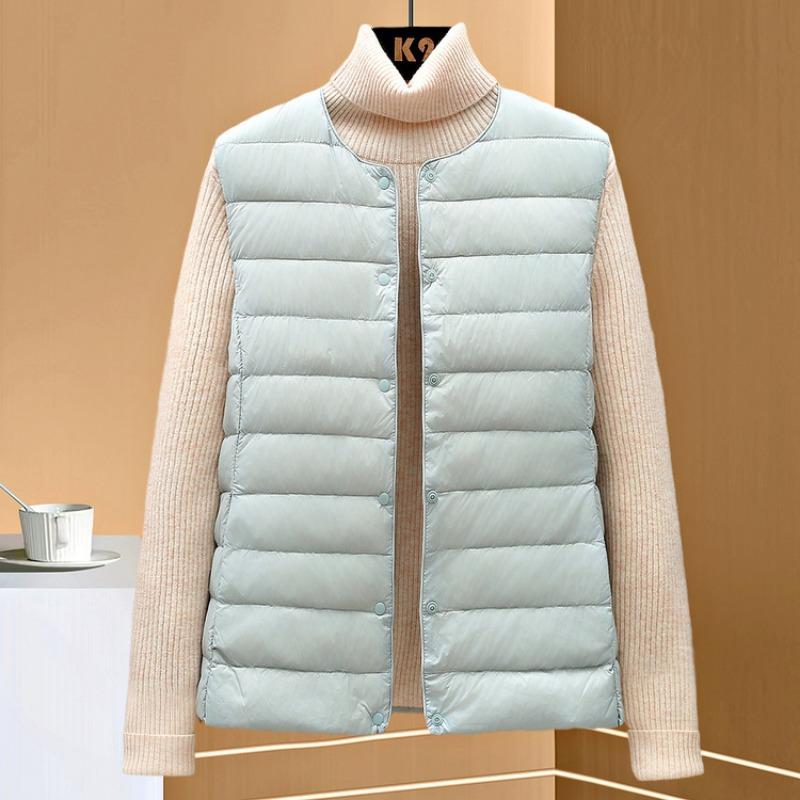 Autumn and winter light down jacket women's vest season new round neck liner vest vest white duck down large size coat