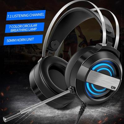 Gaming-Headset, 7.1 Surround Sound, PC-Kopfhörer mit Mikrofon mit Geräuschunterdrückung, Stereo-Kopfhörer mit Kabel, RGB-Beleuchtung für Laptops