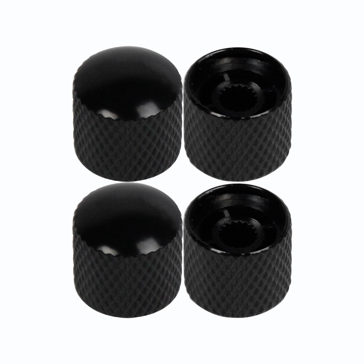 FLEOR 4pcs Dome Top Guitar Bass Metal Knobs Control Knobs Chrome /Black Choose