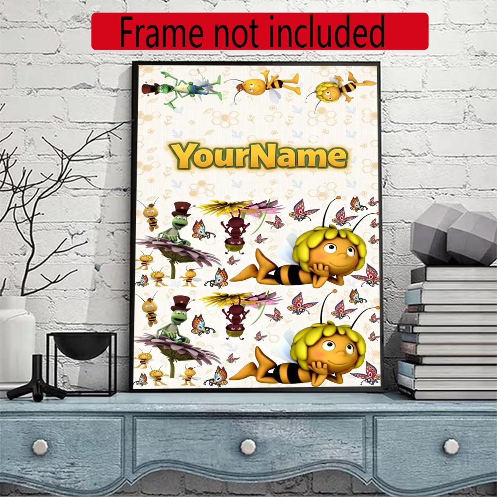 Biene Maja Customize Your Name Diamond Painting Round Diamond Diy Frameless Holiday Artwork Suitable For Home Office Wall Decoration