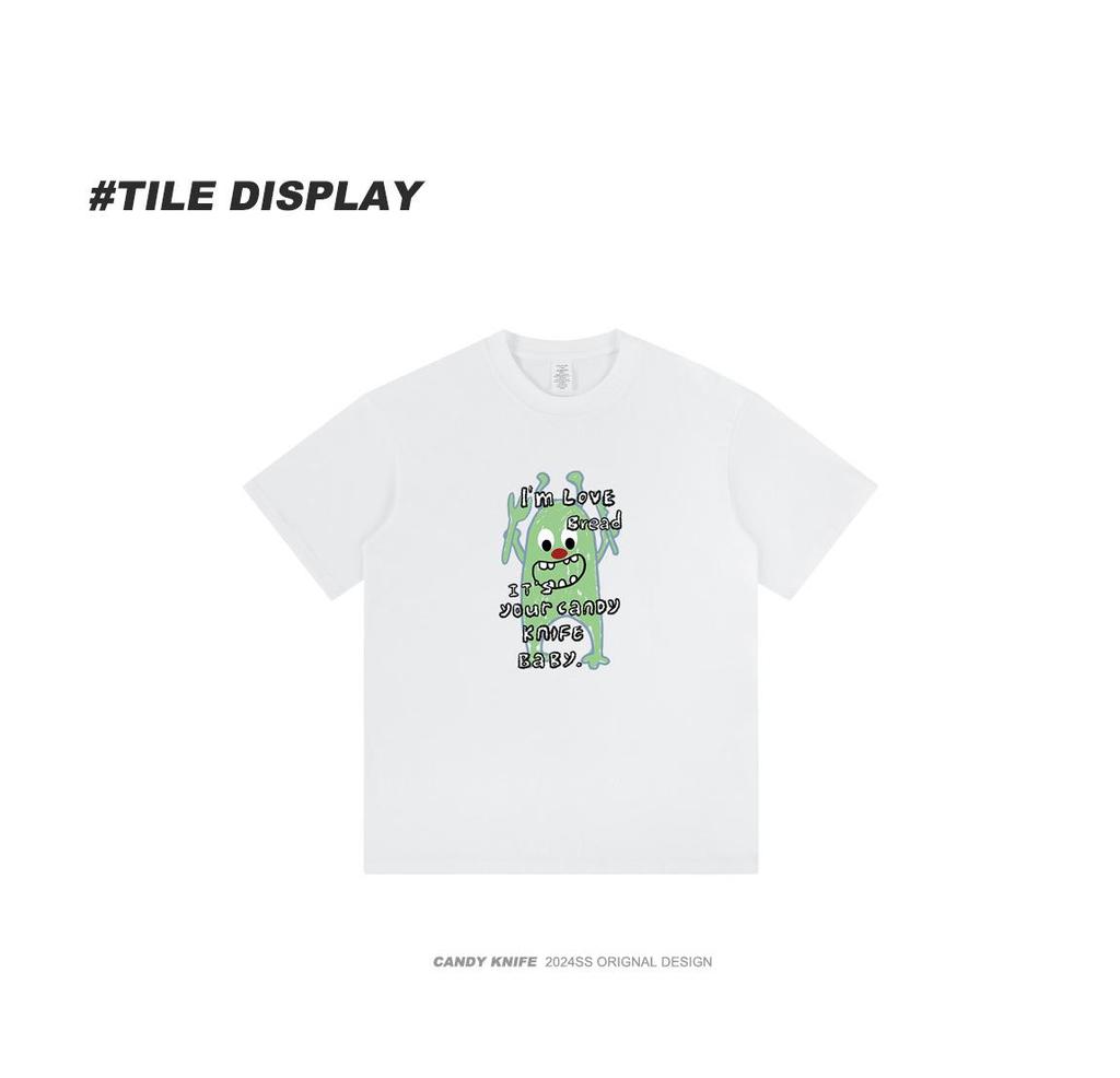 Unisex Hong Kong Style Cartoon Clown Print Pure Cotton Short-Sleeve T-Shirt