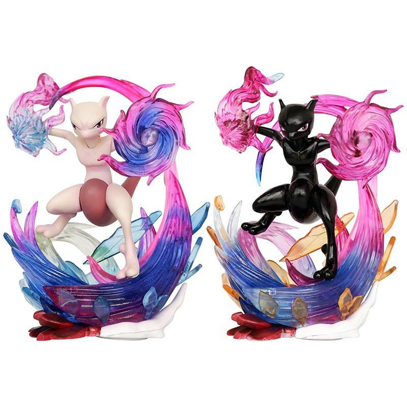 14cm Anime Pokemon Mewtwo Figure DM Scenario Cartoon Figures PVC Statue Model Doll Can Emit Light Toy For Children Gifts