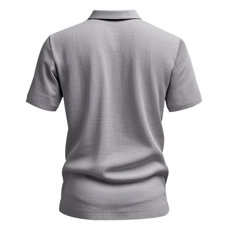 Summer New Men's British Casual Buttoned Loose Linen Lapel Short Sleeved Top