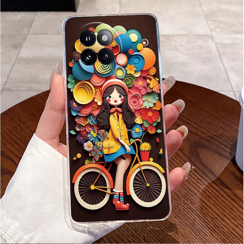For Xiaomi Civi 4 Pro Case Clear Luxury Cute Love Rabbit Funny TPU Soft Silicone Back Cover For Xiaomi 14 Civi 4Pro Phone Case