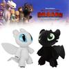 Dynamic Night Fury And Light Fury Plush Toys For Dragon Lovers Black And White Dragon Dolls