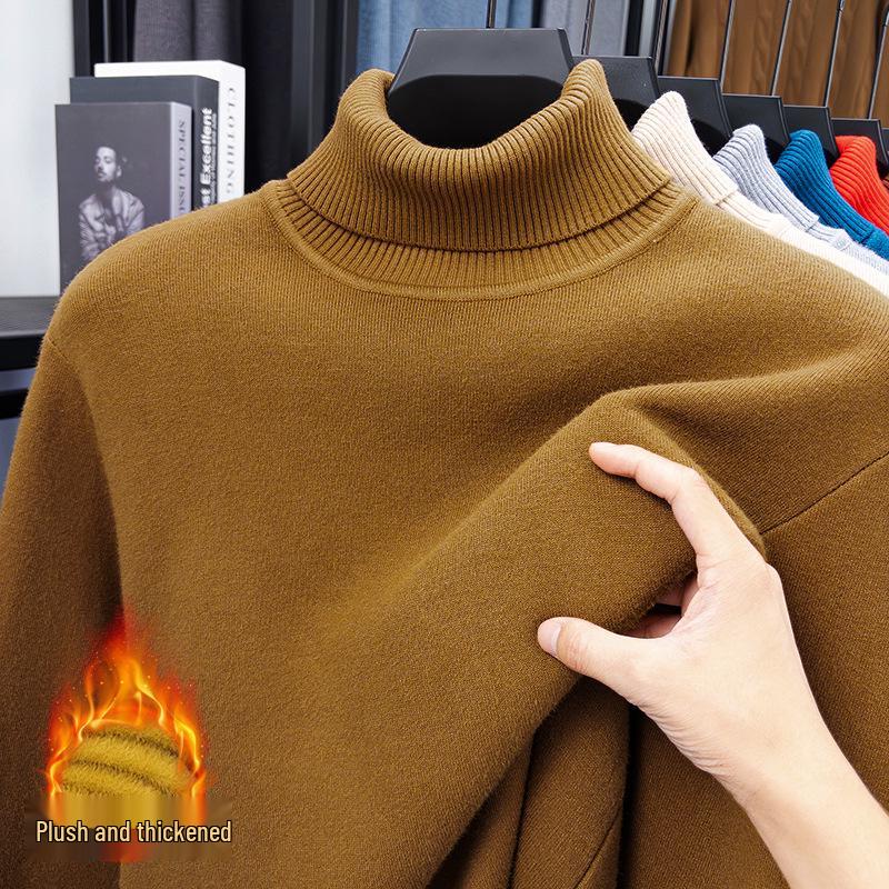

Men s High Neck Velvet Sweater, Thick Knit Base Layer M (Recommended 90-115 jin)