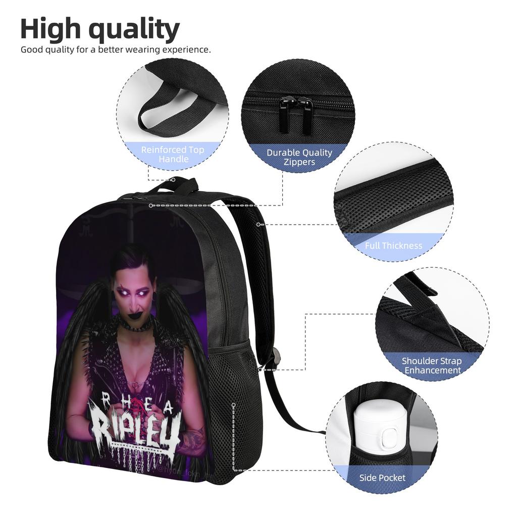 Rhea Ripley Backpack Streetwear Backpacks Youth Workout Pattern High School Bags High Quality Rucksack