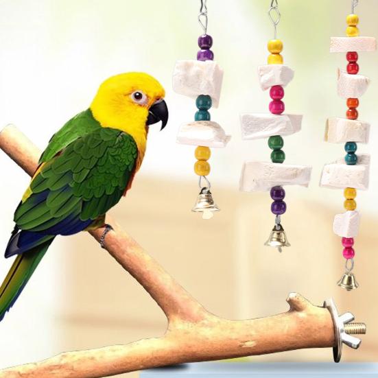 Yousheng Bird Gnawing Toy Colorful Beads Crisp Bell Relieve Boredom Bite Resistant Aid Digestion Parrot Toy for Pet Cage