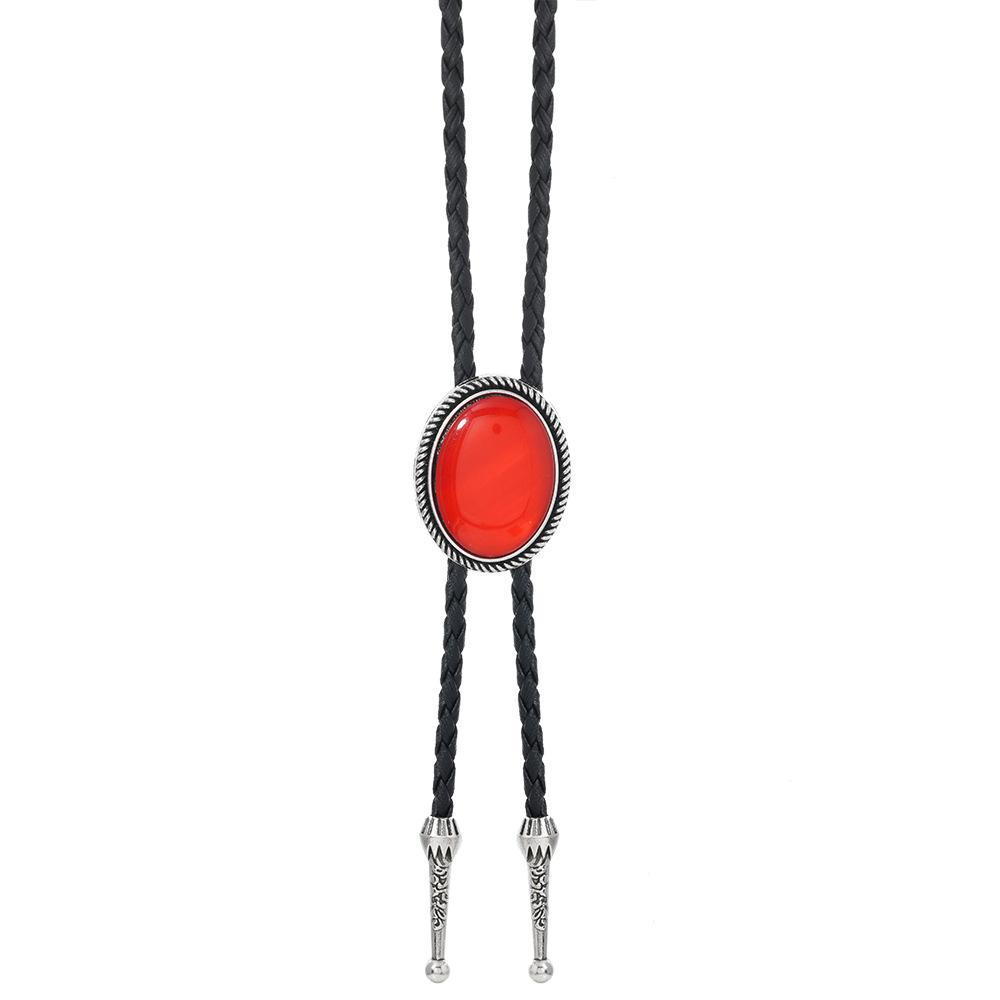 Westliche Bolo Krawatte für Männer Frauen Vintage Stein Anhänger Leder Seil Halstuch Cowboy Lässig Party Hochzeit Bühnenauftritt Kostüm Zubehör