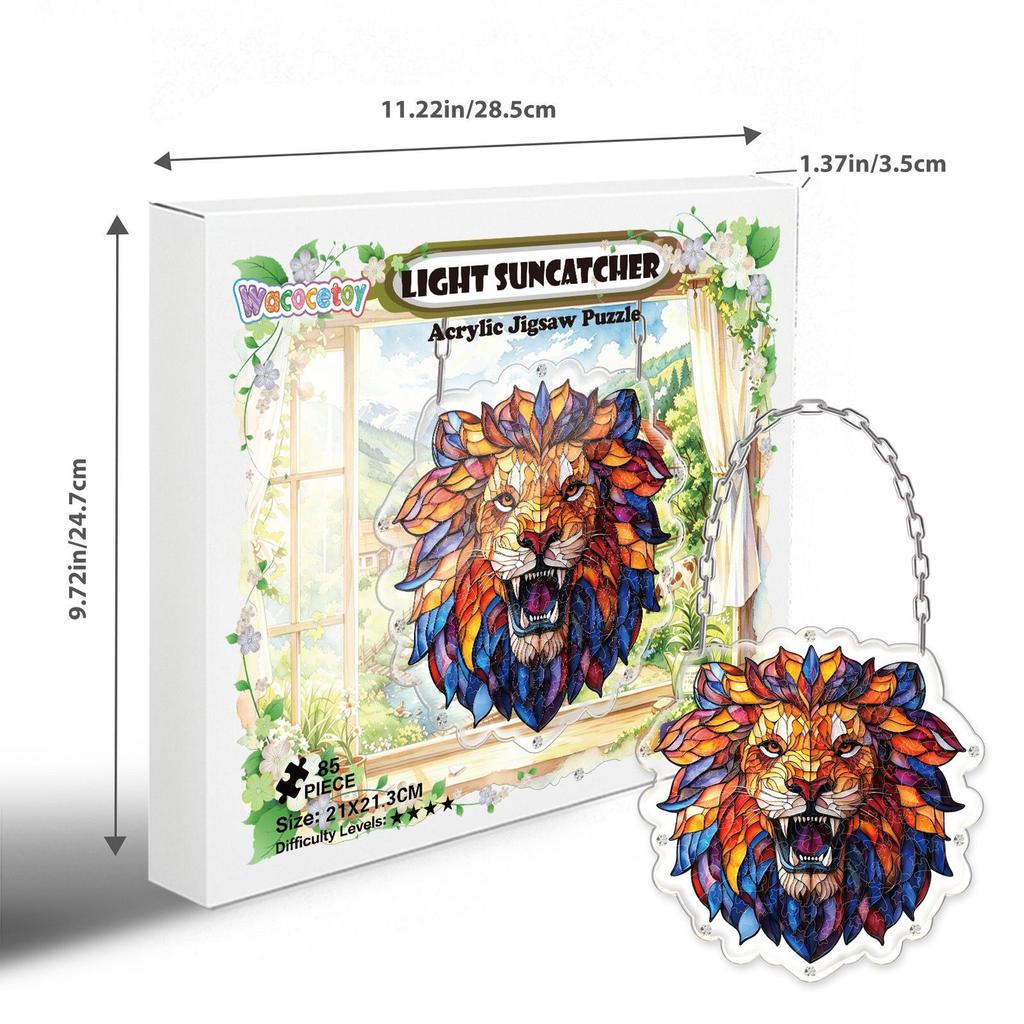 Wacocetoy Lion Sun Catcher Hanging Ornament - Irregular Acrylic Jigsaw Puzzle