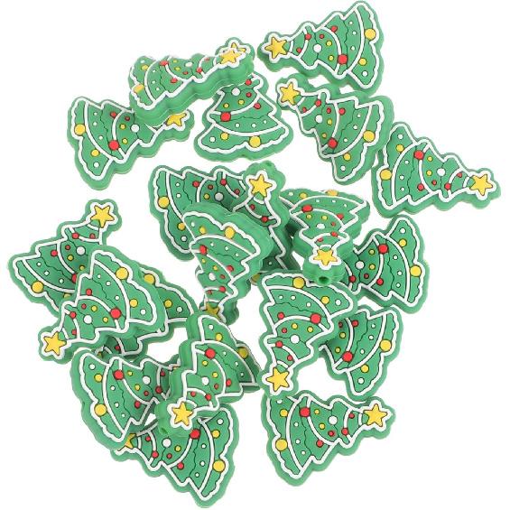 20Pcs Christmas Tree Beads Silicone Focal Beads Silicone Charms Keychain Making Kit Spacer Bead for Beaded Pen DIY Jewelry Craft Garland