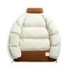 Men's Casual Solid Color Patchwork Color-blocking Cotton-padded Jacket, Men's Thickened Stand-up Collar Breadshirt Cotton-padded Jacket
