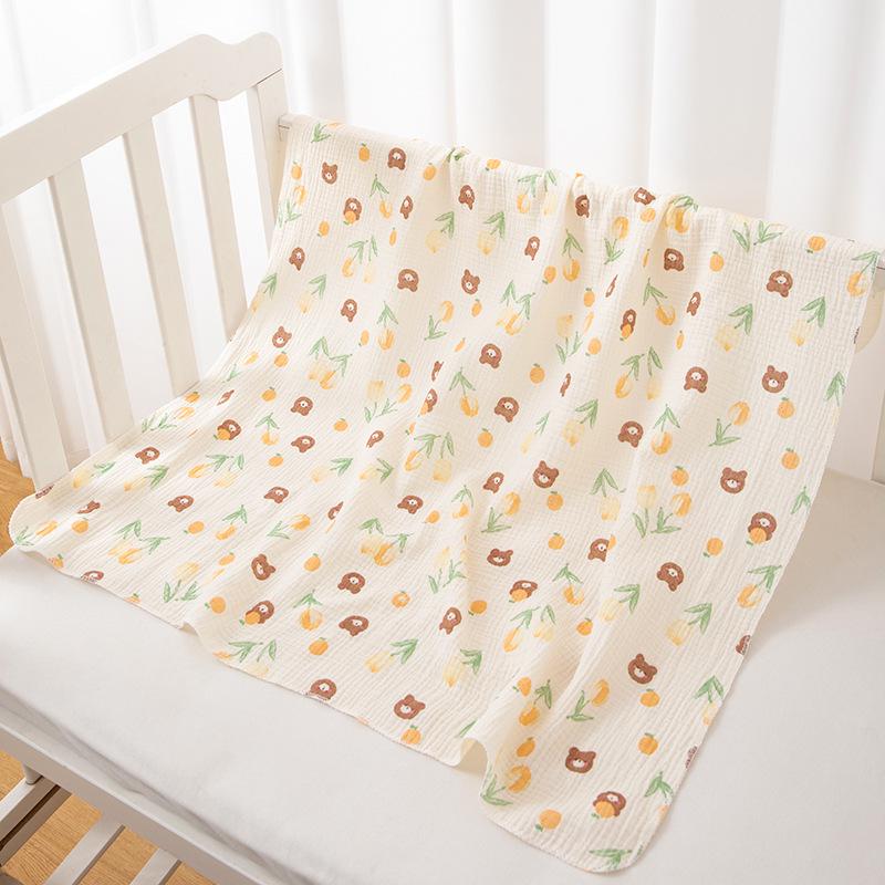 Newborn Pure Cotton Double-Layer Crinkle Swaddle Blanket - Lightweight Sunshade for Babies