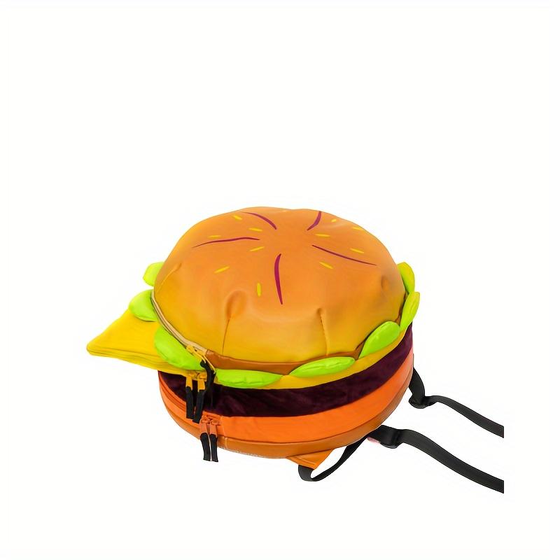 Plecak z motywem hamburgera, tornister z uroczym burgerem z kreskówek, kreatywny okrągły plecak na co dzień